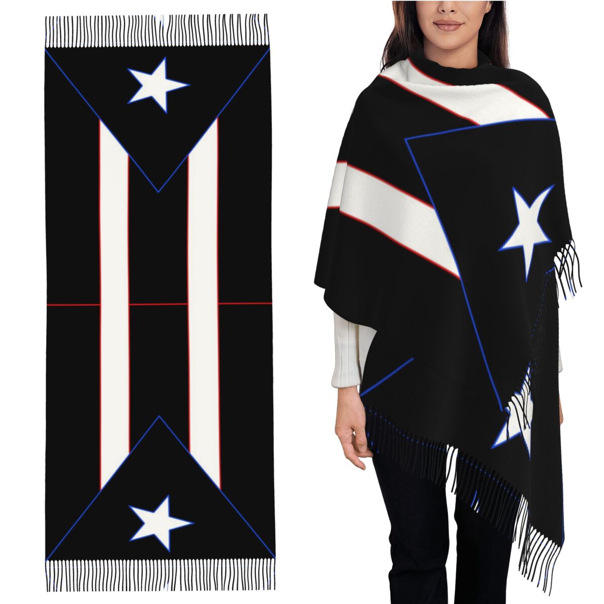 Women'S Fashion Revolution - Boricua Revolution Scarf Tassel Scarves for
