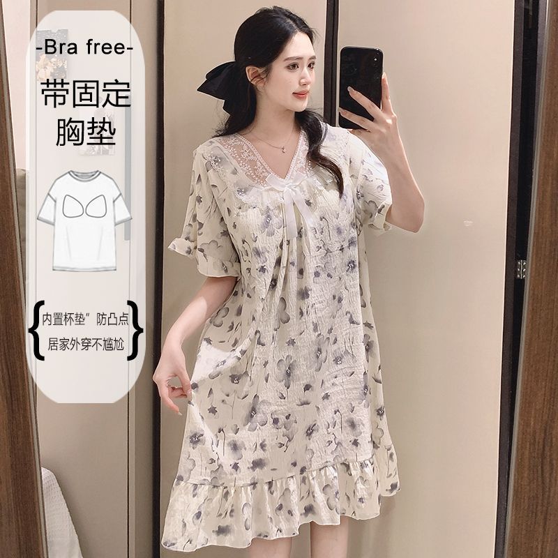 Trend Women Fashion - Plus Size Sweet Floral Print Nightgown