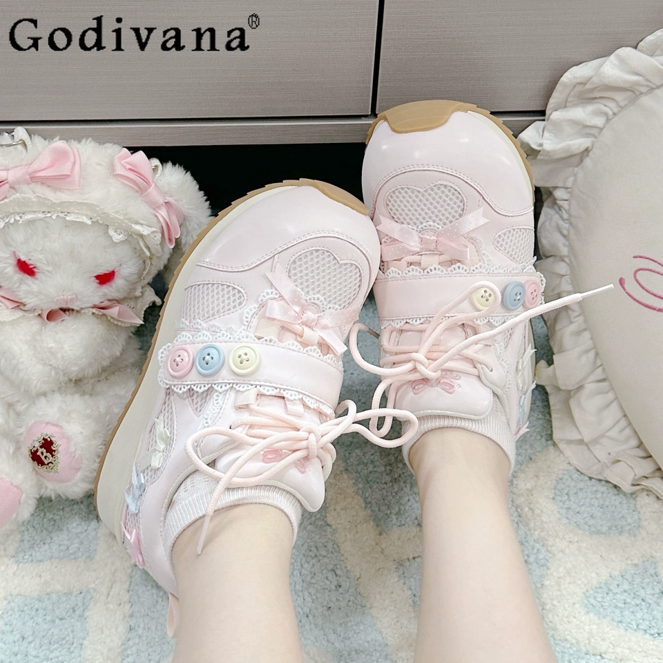 Women'S Fashion Spring 2025 - Japanese Cute Girls Sweet Lo Sneakers