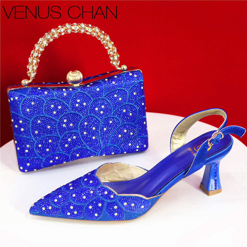 Women Fashion Handbags - Pointed Top Grace Elegant Royal Blue