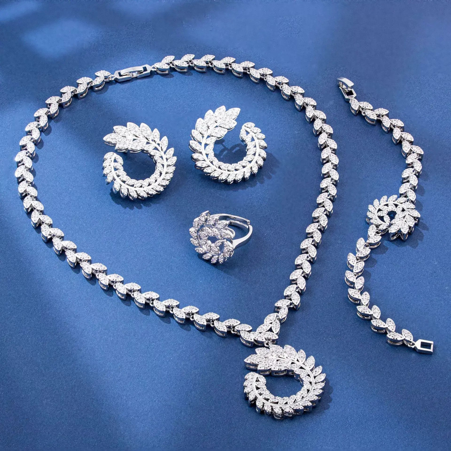 Women Fashion Uae - 4PCS Wedding Jewelry Set Cubic Zircon
