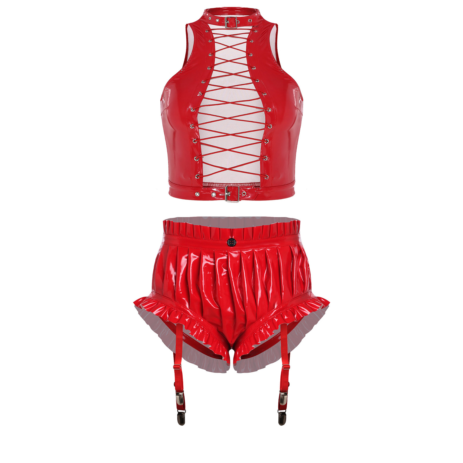 Womens Wet Look PU Leather Clu - Crop Top Women recensie en prijs