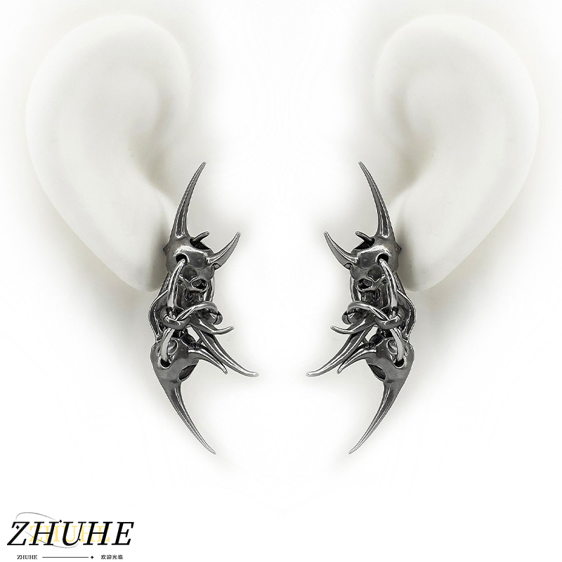 Edgy Demon Horn Skull Earrings - Women'S Fashion Edgy recensie en prijs