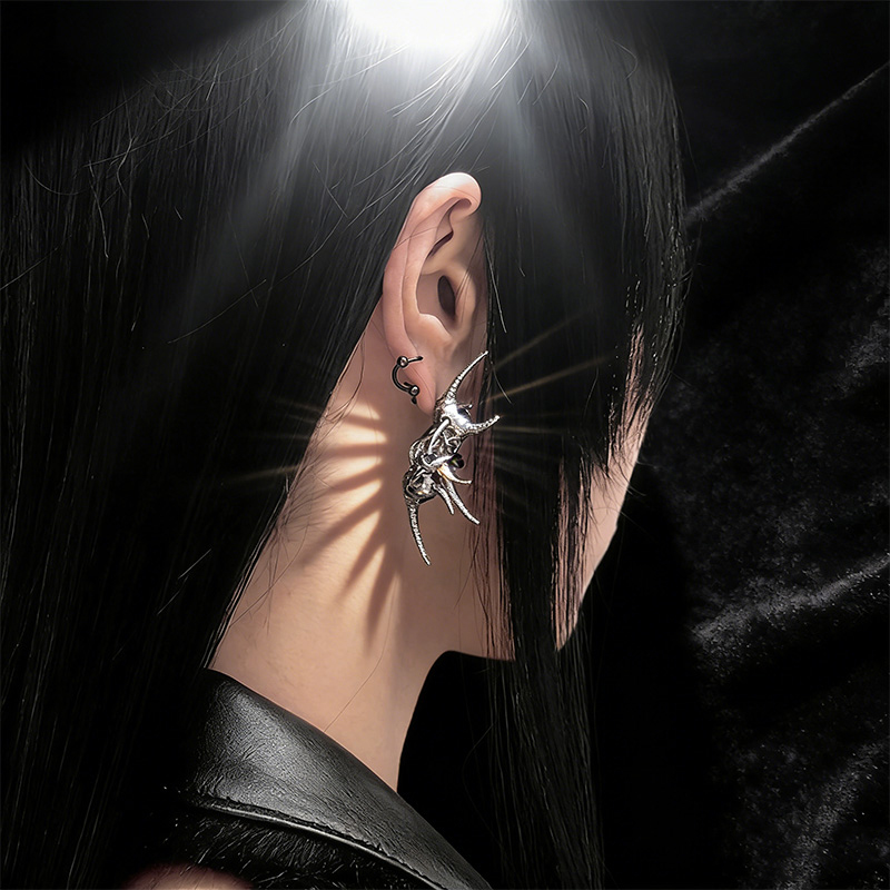 Edgy Demon Horn Skull Earrings - Women'S Fashion Edgy recensie en prijs