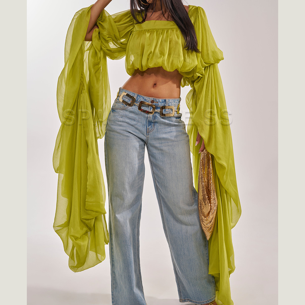 Women Chiffon Crop Top, Puff L - Crop Top Women recensie en prijs