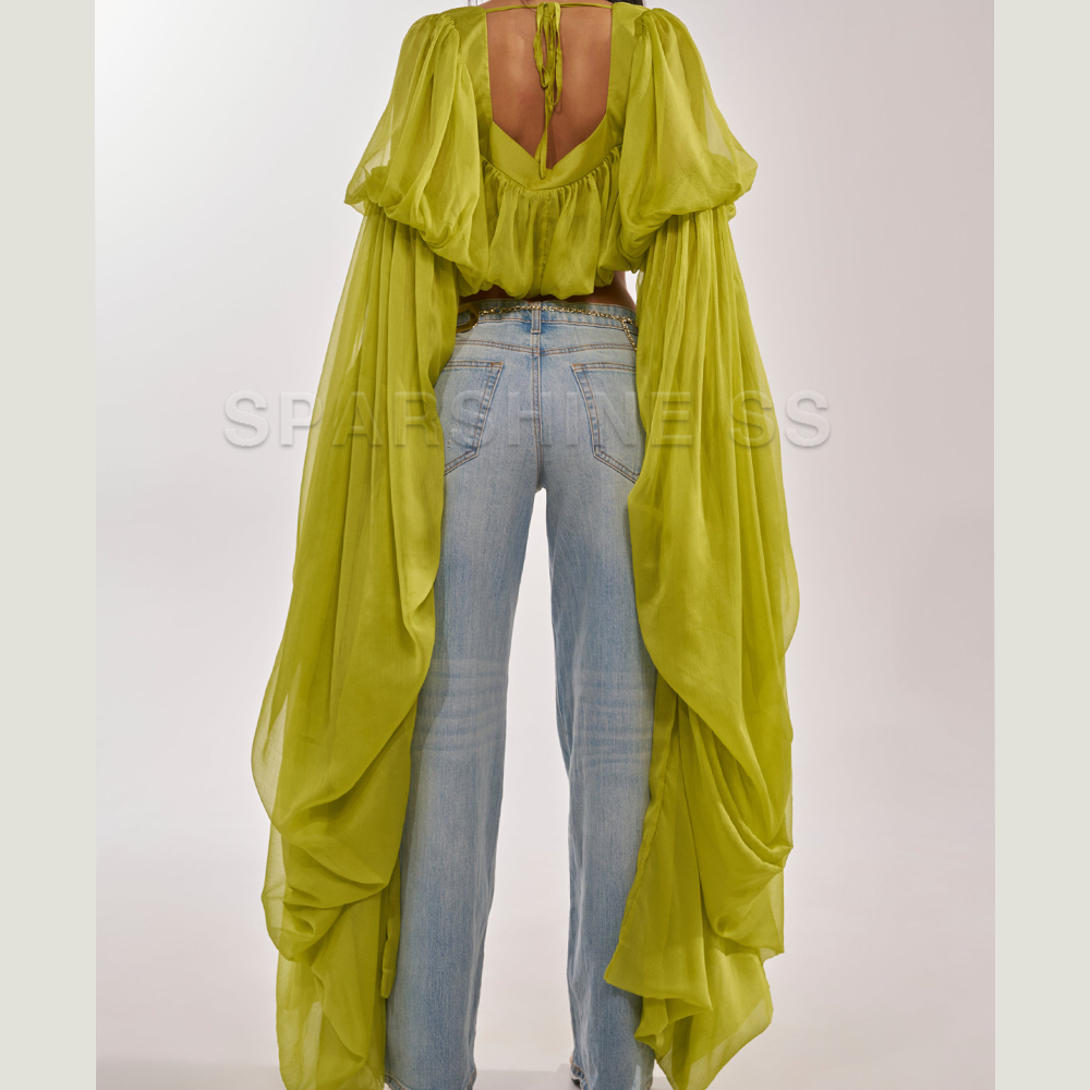 Women Chiffon Crop Top, Puff L - Crop Top Women recensie en prijs