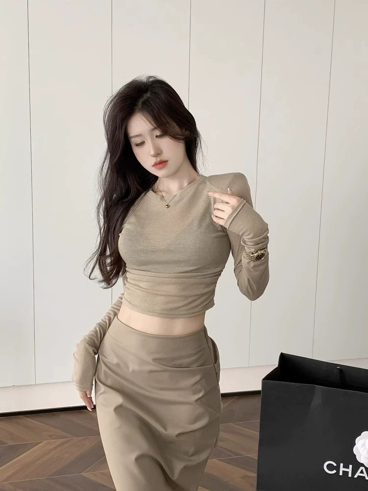 Y2K Sexy Shoulder Pads Long Sl - Crop Top Women recensie en prijs
